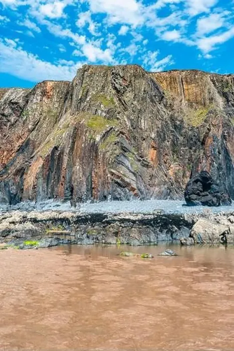 Framed Print : Cliffs on the Sandymouth Bay Beach from a drone, National Trust, Bude, Cornwall, England, Europe Framed Print : Cliffs on the Sandymouth Bay Beach from a drone, National Trust, Bude, Cornwall, England, Europe