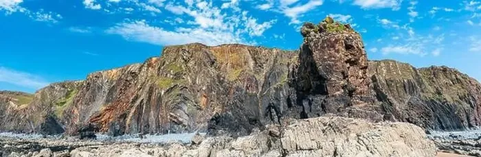 Framed Print : Cliffs on the Sandymouth Bay Beach from a drone, National Trust, Bude, Cornwall, England, Europe Framed Print : Cliffs on the Sandymouth Bay Beach from a drone, National Trust, Bude, Cornwall, England, Europe