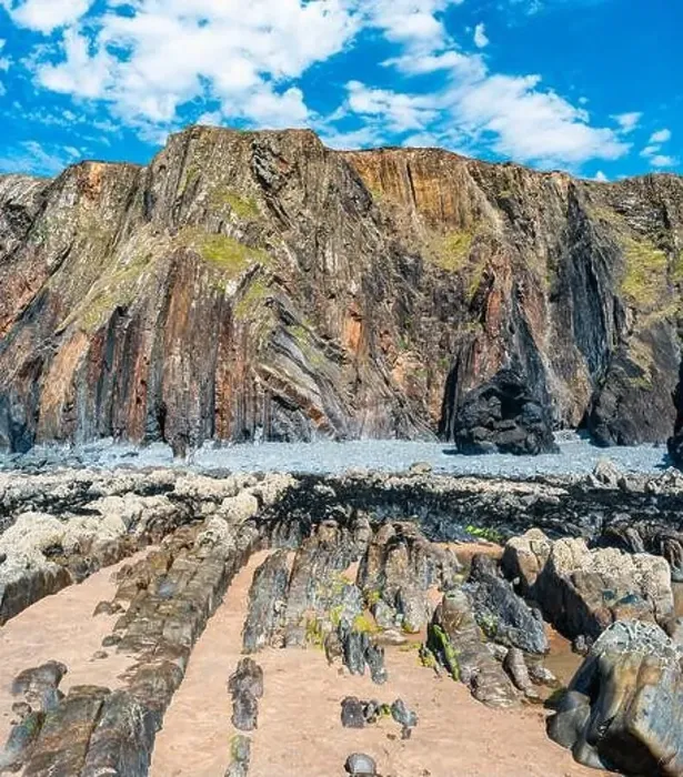 Framed Print : Cliffs on the Sandymouth Bay Beach from a drone, National Trust, Bude, Cornwall, England, Europe Framed Print : Cliffs on the Sandymouth Bay Beach from a drone, National Trust, Bude, Cornwall, England, Europe