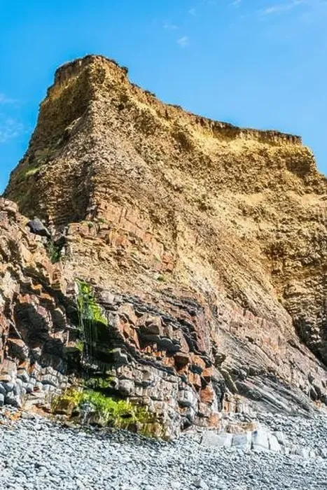 Framed Print : Cliffs on the Sandymouth Bay Beach from a drone, National Trust, Bude, Cornwall, England, Europe Framed Print : Cliffs on the Sandymouth Bay Beach from a drone, National Trust, Bude, Cornwall, England, Europe