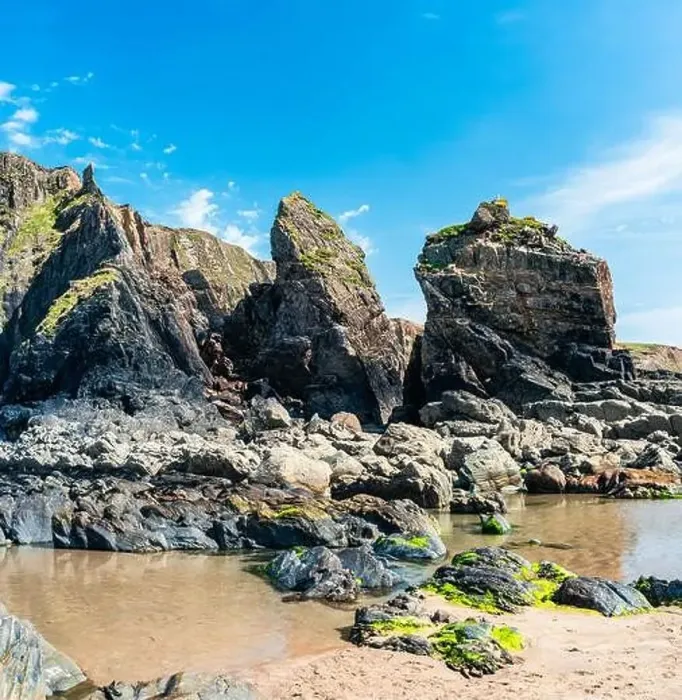 Framed Print : Cliffs on the Sandymouth Bay Beach from a drone, National Trust, Bude, Cornwall, England, Europe Framed Print : Cliffs on the Sandymouth Bay Beach from a drone, National Trust, Bude, Cornwall, England, Europe