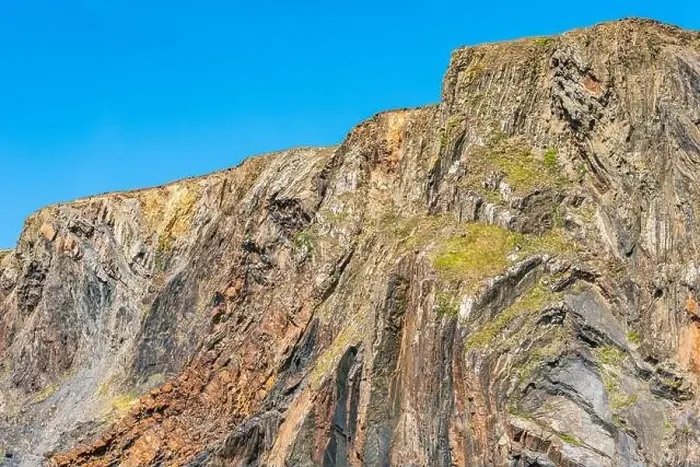 Framed Print : Cliffs on the Sandymouth Bay Beach from a drone, National Trust, Bude, Cornwall, England, Europe Framed Print : Cliffs on the Sandymouth Bay Beach from a drone, National Trust, Bude, Cornwall, England, Europe
