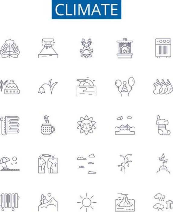Framed Print : Climate line icons signs set. Design collection of Weather