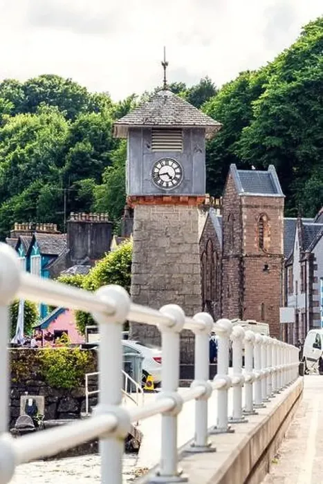 Framed Print : The clock tower in Tobermory from a drone, Isle of Mull, Scotland, UK