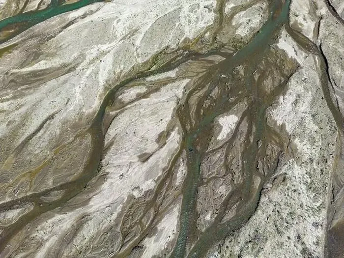 Framed Print : Close up aerial view of the Rio Sacambaya landscape with a huge riverbed