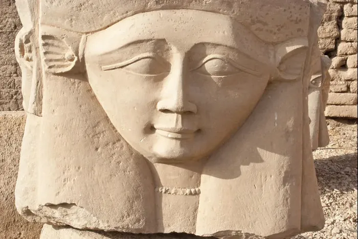 Framed Print : Close up of Hathor carving at temple in Egypt Framed Print : Close up of Hathor carving at temple in Egypt