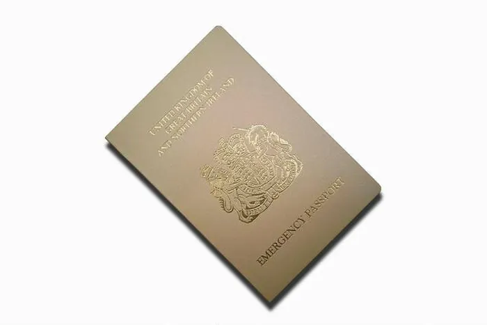 Framed Print : Close-up on a British emergency passport isolated on a white background Framed Print : Close-up on a British emergency passport isolated on a white background