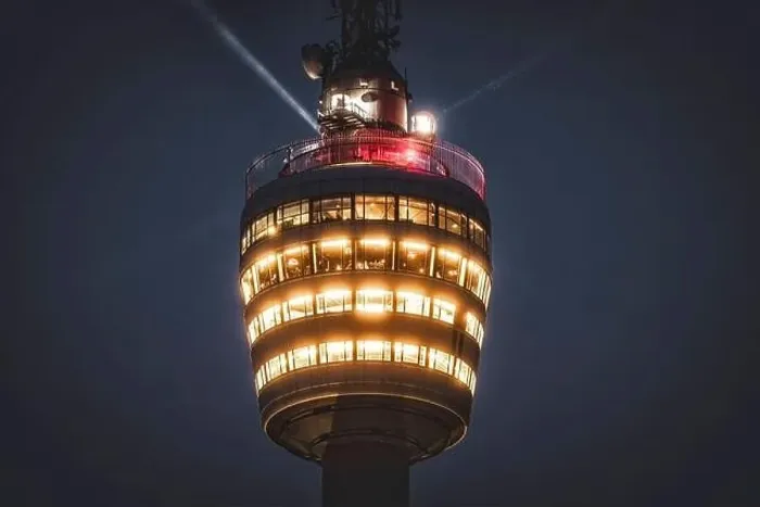 Framed Print : Close-up of the Stuttgart TV tower at night Framed Print : Close-up of the Stuttgart TV tower at night