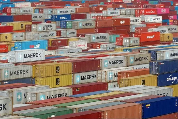 Framed Print : Close up view on full of colorful stacked containers in the port of Kwangyang, South Korea in ship port terminal Framed Print : Close up view on full of colorful stacked containers in the port of Kwangyang, South Korea in ship port terminal