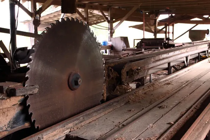 Framed Print : Closed sawmill with large saw blade Framed Print : Closed sawmill with large saw blade