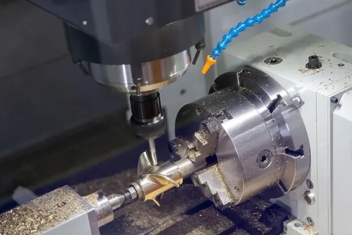 Framed Print : CNC lathe machine or Turning machine drilling the metal rod with the drill tool and center drill tool. Industry
