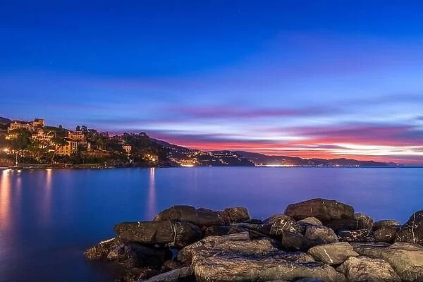 The coast of Santa Margherita Ligure, Italy at dawn