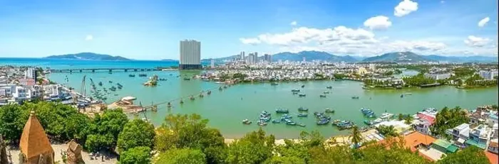 Framed Print : The coastal city of Nha Trang seen from above on a sunny summer afternoon Framed Print : The coastal city of Nha Trang seen from above on a sunny summer afternoon