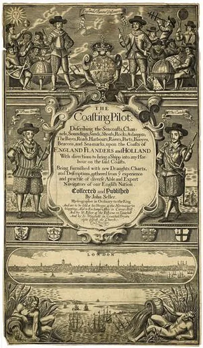 Framed Print : The Coasting Pilot - John Seller - title page - 1677 1690 Framed Print : The Coasting Pilot - John Seller - title page - 1677 1690