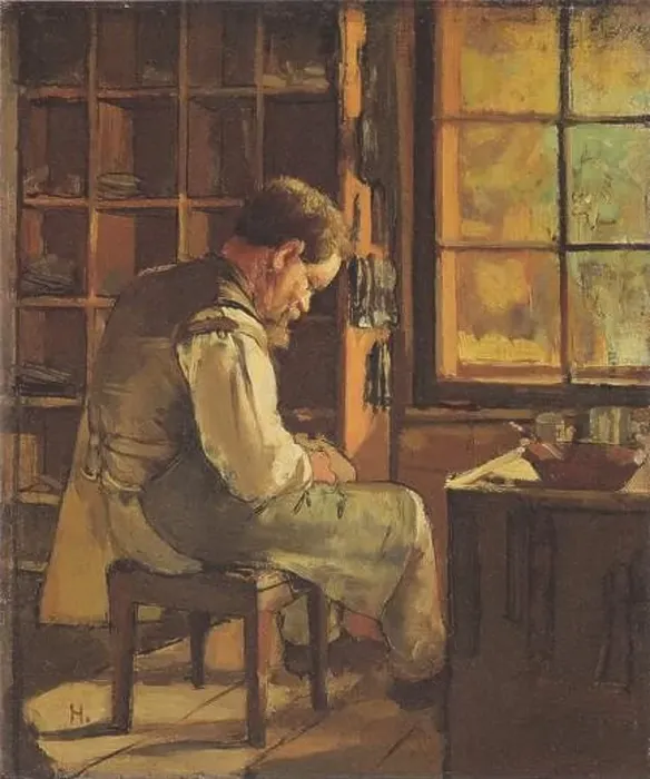 Framed Print : The cobbler by the window 1882 by Ferdinand Hodler Framed Print : The cobbler by the window 1882 by Ferdinand Hodler