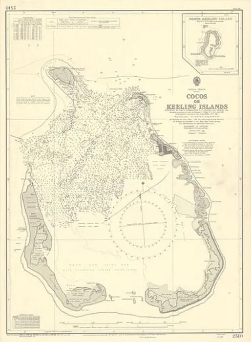 Framed Print : Cocos / Keeling Islands Indian Ocean Australia ADMIRALTY sea chart 1947 (1956) map Framed Print : Cocos / Keeling Islands Indian Ocean Australia ADMIRALTY sea chart 1947 (1956) map
