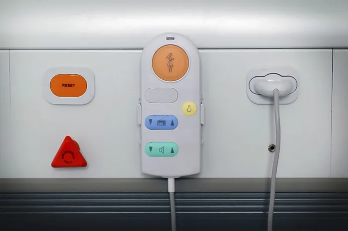 Framed Print : Codemlon-Call system is an entirely new site-programmable call system to improve patient to nurse communication in an Framed Print : Codemlon-Call system is an entirely new site-programmable call system to improve patient to nurse communication in an