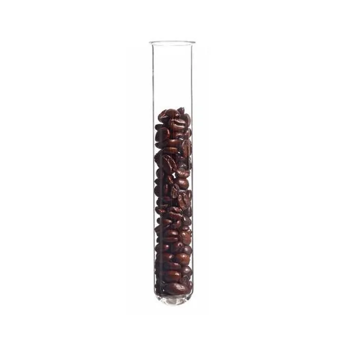 Framed Print : Coffee beans in a test tube, studio shot Framed Print : Coffee beans in a test tube, studio shot