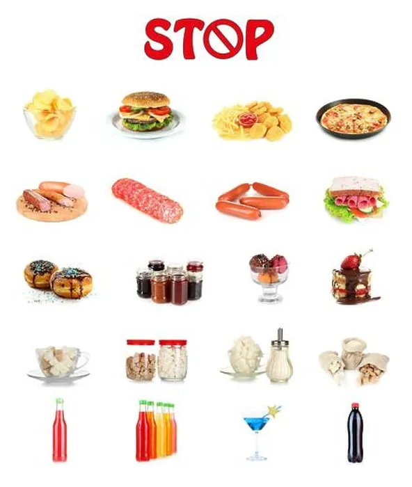 Framed Print : Collage of different unhealthy food Framed Print : Collage of different unhealthy food