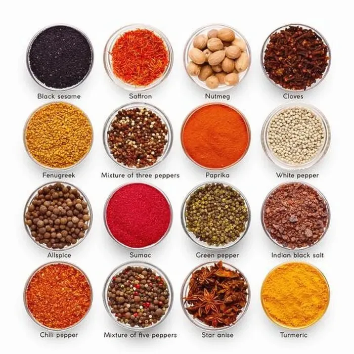Framed Print : Collection of assorted culinary spices with names Framed Print : Collection of assorted culinary spices with names