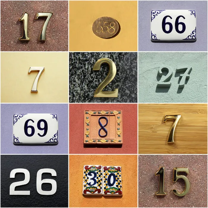 Framed Print : Collection of colorful house numbers Framed Print : Collection of colorful house numbers