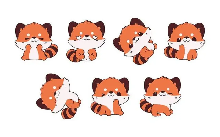 Framed Print : Collection of Vector Cartoon Baby Red Panda Art Framed Print : Collection of Vector Cartoon Baby Red Panda Art