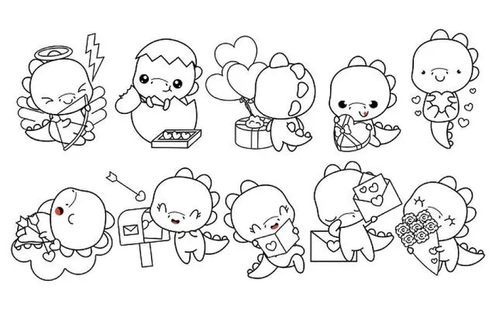 Framed Print : Collection of Vector Kawaii Dino Coloring Page in Love. Set of Isolated Cartoon Baby Dino Outline Framed Print : Collection of Vector Kawaii Dino Coloring Page in Love. Set of Isolated Cartoon Baby Dino Outline