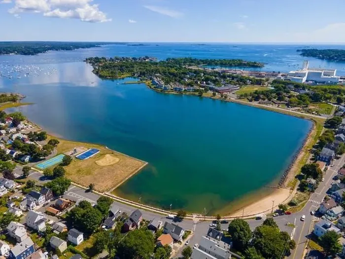 Framed Print : Collins Cove aerial view at Salem Neck historic district in City of Salem, Massachusetts MA, USA Framed Print : Collins Cove aerial view at Salem Neck historic district in City of Salem, Massachusetts MA, USA