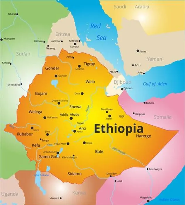 Framed Print : color map of Ethiopia Framed Print : color map of Ethiopia