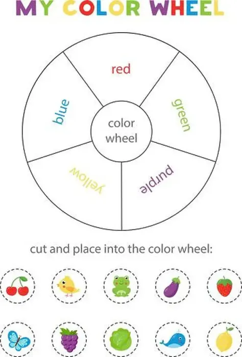 Framed Print : Color wheel for kids. Learning colors game. Printable worksheet for preschool Framed Print : Color wheel for kids. Learning colors game. Printable worksheet for preschool