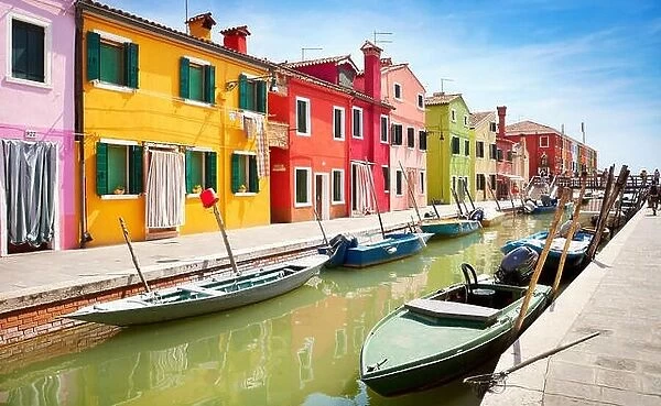 Colored houses in Burano village near Venice, Italy