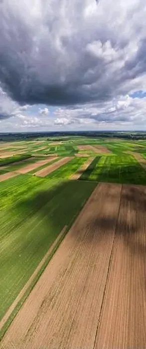 Framed Print : Colorful Farm Fields in Poland at Spring. Aerial Drone Panorama Framed Print : Colorful Farm Fields in Poland at Spring. Aerial Drone Panorama