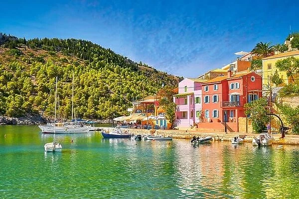 Colorful houses in the Assos village, Kefalonia Island, Greece