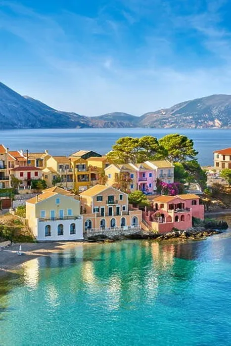 Framed Print : Colorful houses in the Assos village, Kefalonia Island, Greece Framed Print : Colorful houses in the Assos village, Kefalonia Island, Greece