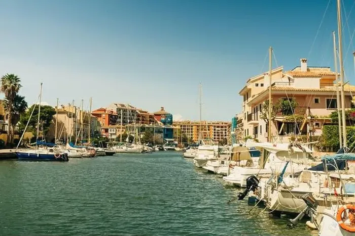 Framed Print : Colorful houses, buildings and yachts in Port Saplaya, Valencia's Little Venice. High quality photo Framed Print : Colorful houses, buildings and yachts in Port Saplaya, Valencia's Little Venice. High quality photo