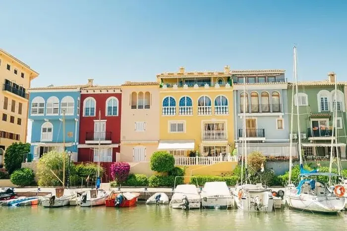 Framed Print : Colorful houses, buildings and yachts in Port Saplaya, Valencia's Little Venice. High quality photo Framed Print : Colorful houses, buildings and yachts in Port Saplaya, Valencia's Little Venice. High quality photo