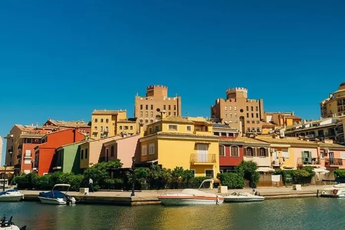 Framed Print : Colorful houses, buildings and yachts in Port Saplaya, Valencia's Little Venice. High quality photo Framed Print : Colorful houses, buildings and yachts in Port Saplaya, Valencia's Little Venice. High quality photo