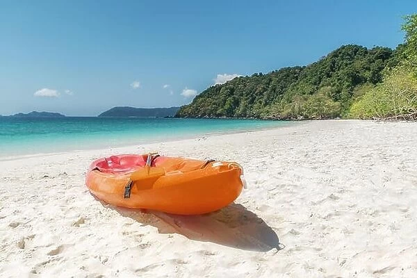 Colorful kayaks on the tropical beach in Phuket, Thailand. Summer, Vacation and Travel concept