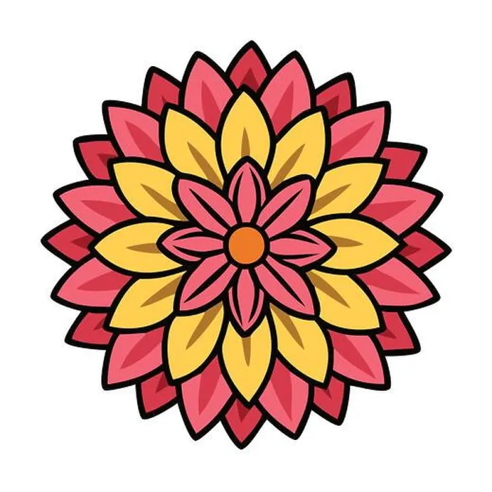 Framed Print : Colorful mandala flower vector illustration with layered petals Framed Print : Colorful mandala flower vector illustration with layered petals