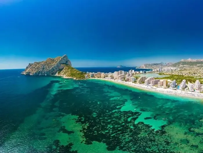 Framed Print : Colorful Mediterranean beach. Mountain Penyal d'Ifach. Calpe beach, Spain Framed Print : Colorful Mediterranean beach. Mountain Penyal d'Ifach. Calpe beach, Spain