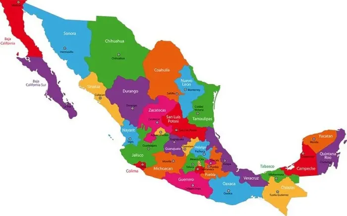 Framed Print : Colorful Mexico map Framed Print : Colorful Mexico map