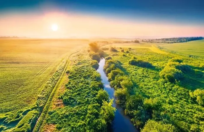 Framed Print : Colorful morning view from fliying drone of Strypa river Framed Print : Colorful morning view from fliying drone of Strypa river