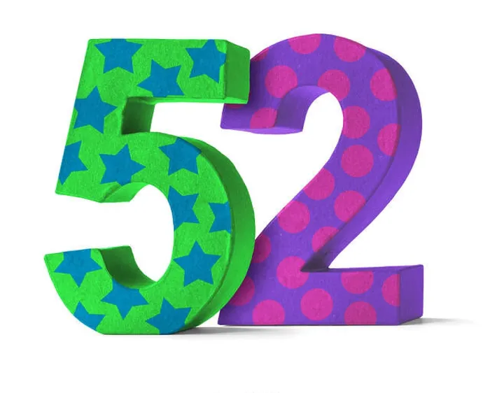 Framed Print : colorful number of cardboard - number 52 Framed Print : colorful number of cardboard - number 52