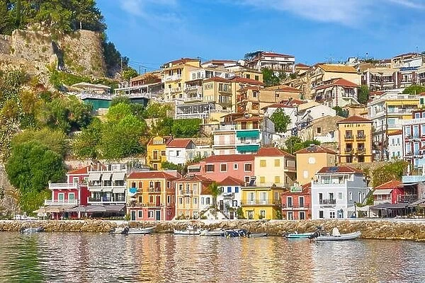Colorful painted houses at Parga resort, Greece