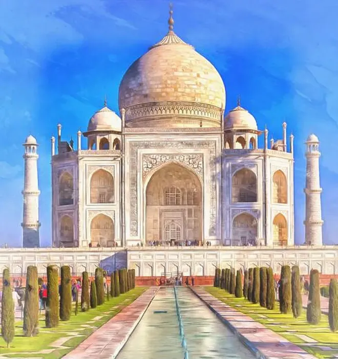 Framed Print : Colorful painting of Taj Mahal, Agra, Uttar Pradesh, India Framed Print : Colorful painting of Taj Mahal, Agra, Uttar Pradesh, India