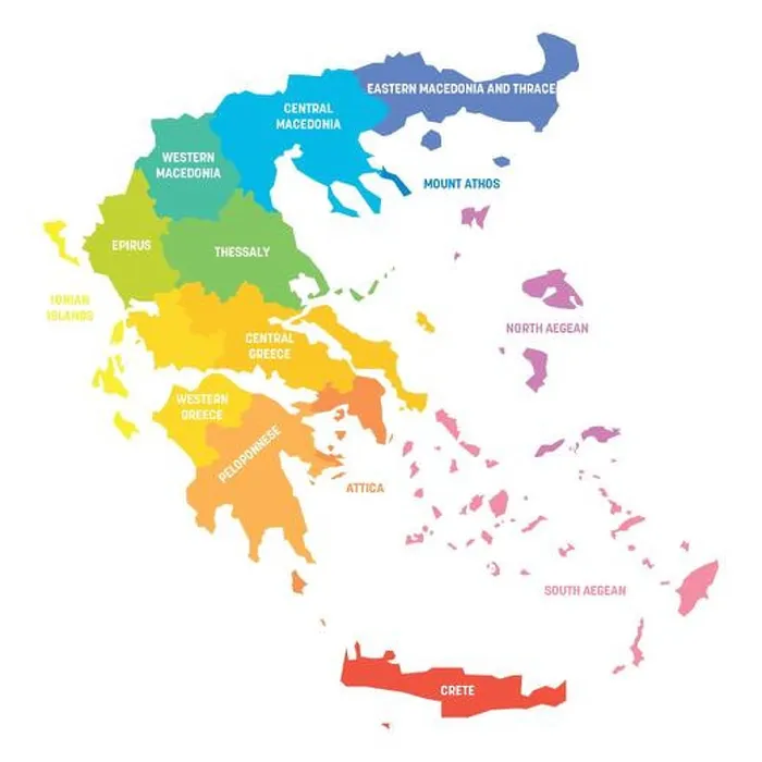 Framed Print : Colorful political map of Greece Framed Print : Colorful political map of Greece