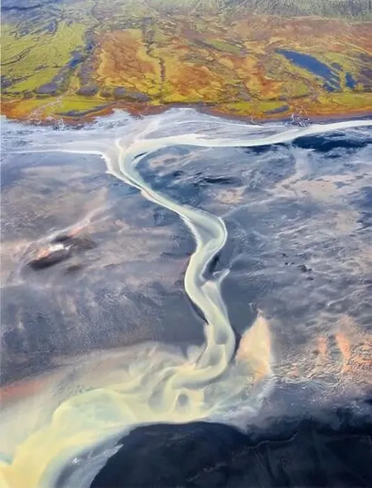 Framed Print : Colorful River Aerial taken in Southern Iceland, post processed in HDR Framed Print : Colorful River Aerial taken in Southern Iceland, post processed in HDR