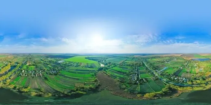 Framed Print : Colorful spherical Aerial 360-degree panorama over the countryside Framed Print : Colorful spherical Aerial 360-degree panorama over the countryside
