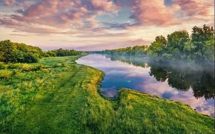 Framed Print : Colorful summer scene on the shore of Strypa river Framed Print : Colorful summer scene on the shore of Strypa river