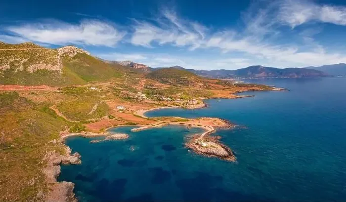 Framed Print : Colorful summer view from flying drone of Saint Phocas church Framed Print : Colorful summer view from flying drone of Saint Phocas church